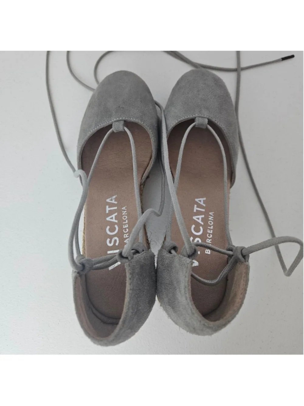 Viscata Gray Suede Espadrille Wedges Made in Spain Size 6.5